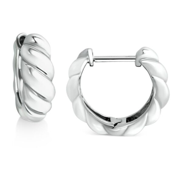 NWT Giani Bernini Croissant Small Hoop Earrings, 15mm Sterling Silver - Picture 1 of 4